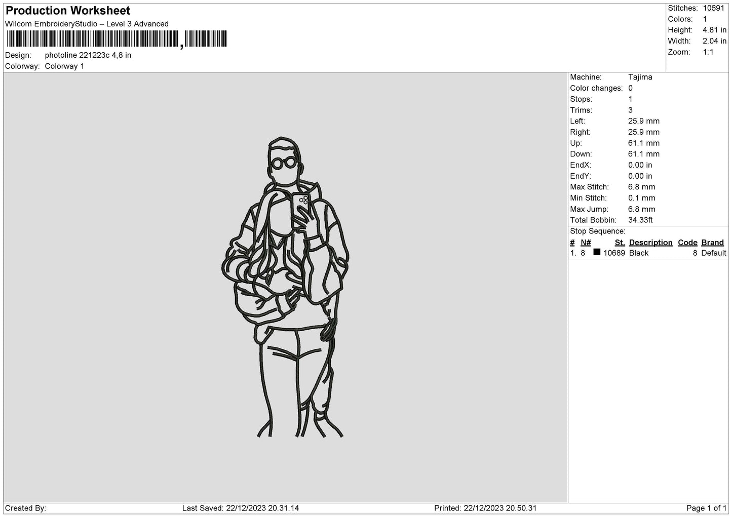 Photoline 2212 Embroidery File 6 sizes