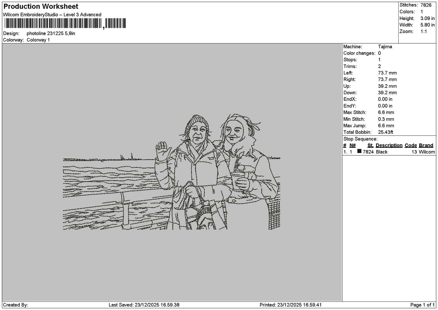 Photoline 2310 Embroidery File 6 sizes