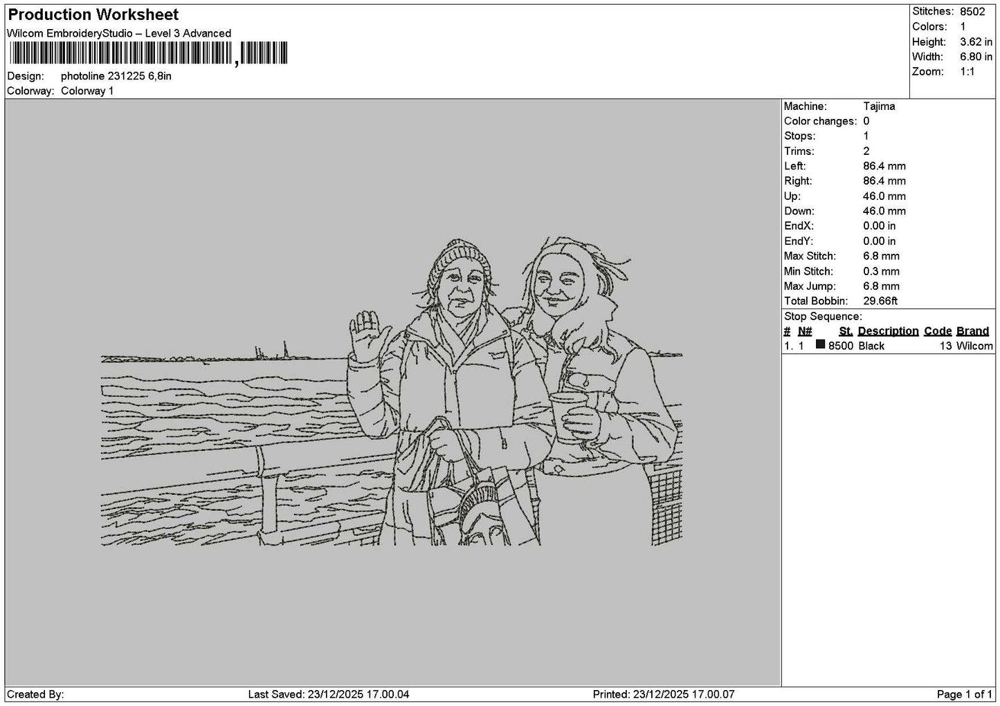 Photoline 2310 Embroidery File 6 sizes