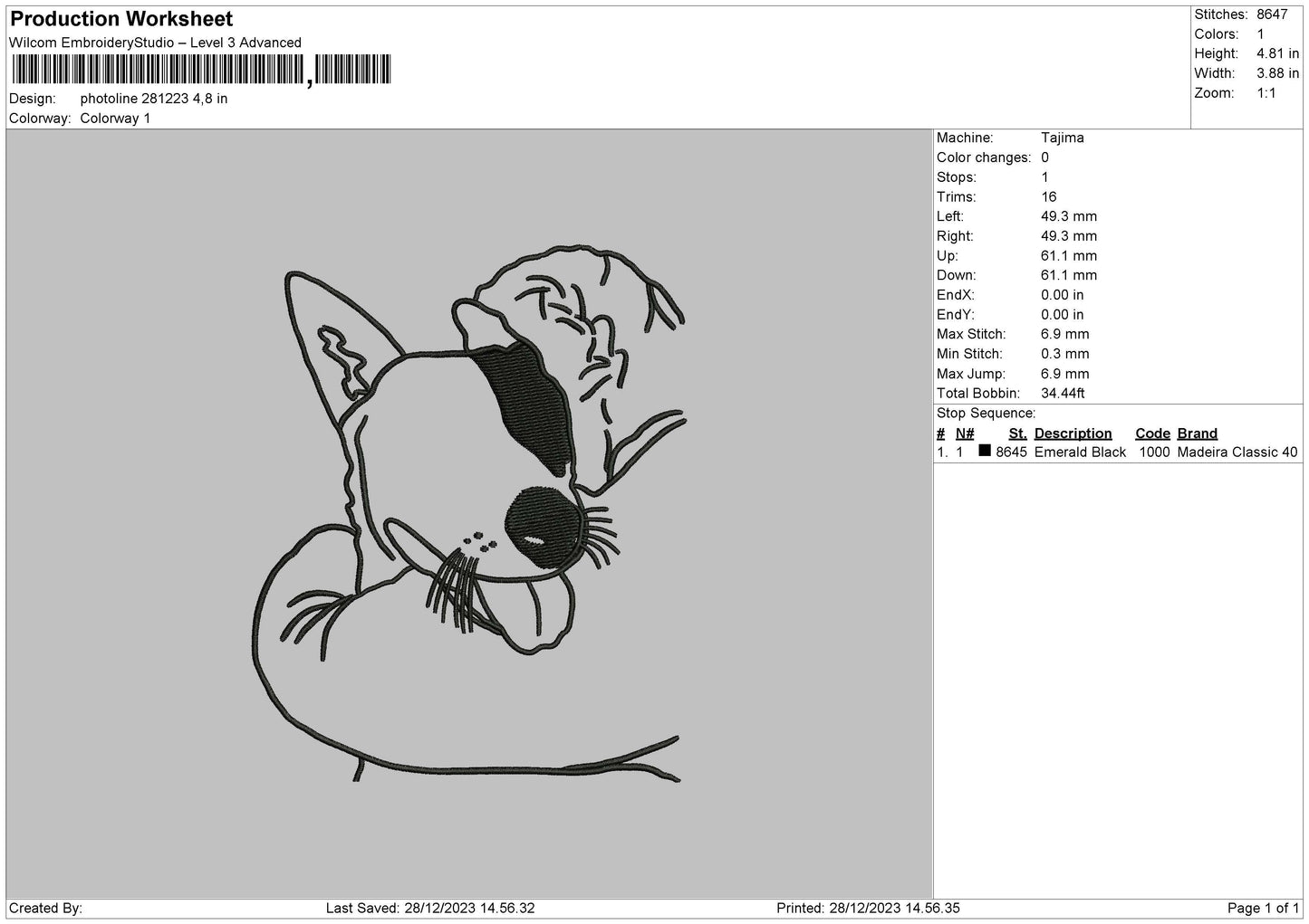 Photoline 2812B Embroidery File 6 sizes