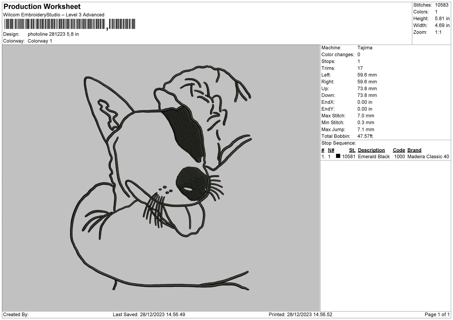 Photoline 2812B Embroidery File 6 sizes