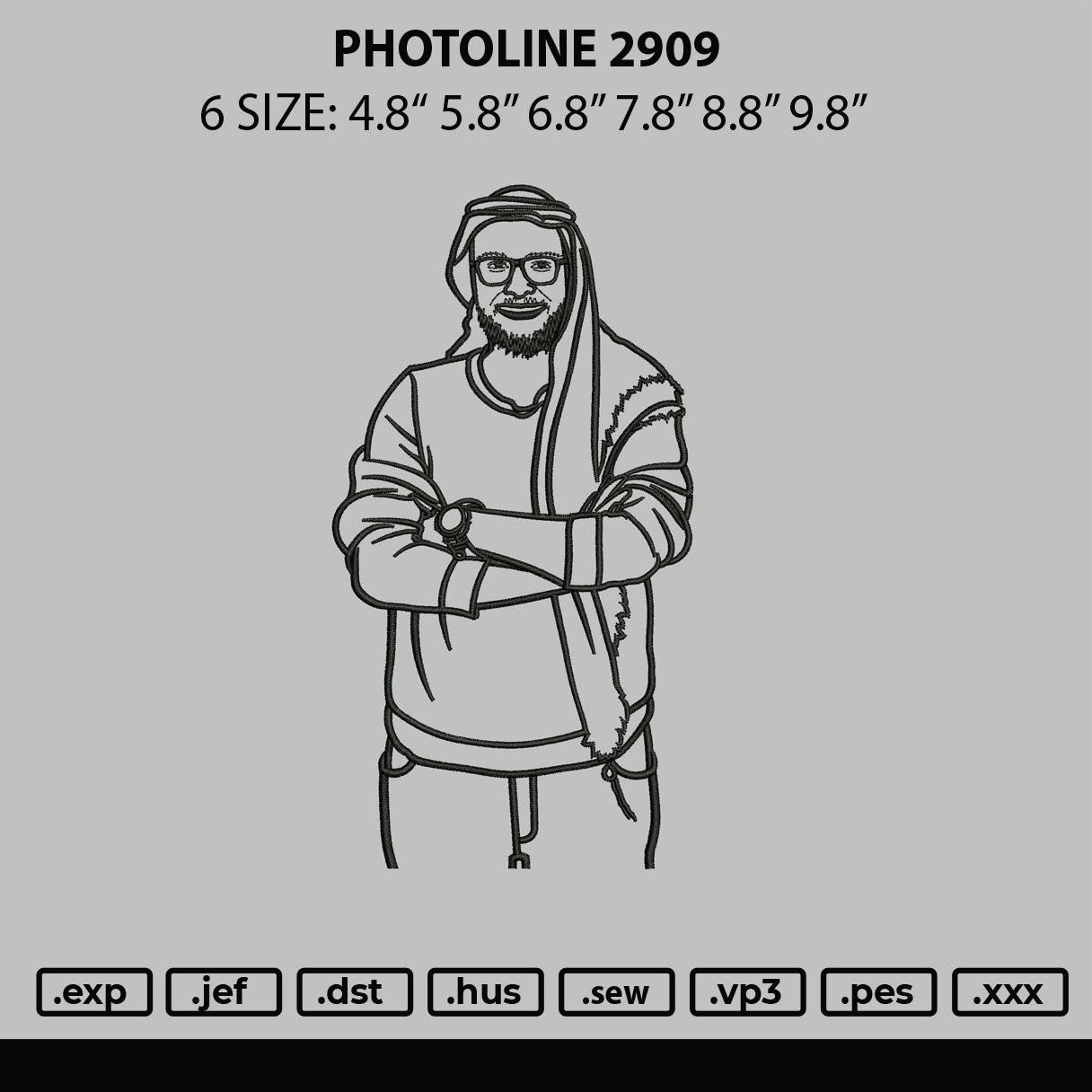 Photoline 2909 Embroidery File 6 sizes