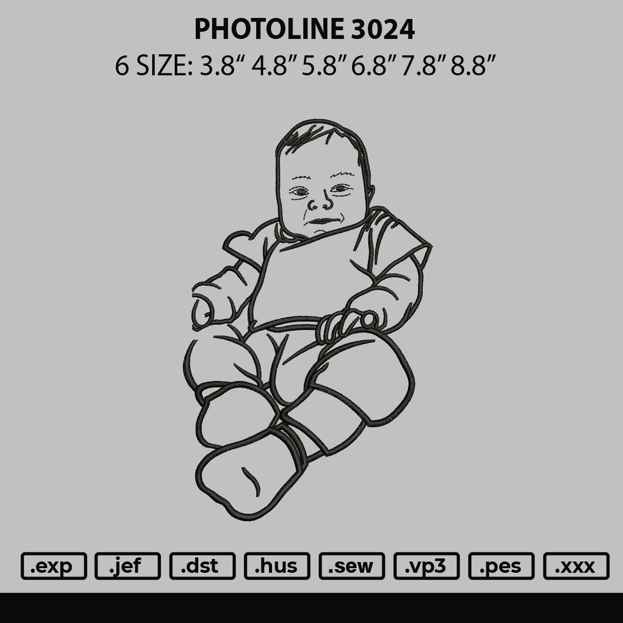 Photoline 3024 Embroidery File 6 sizes