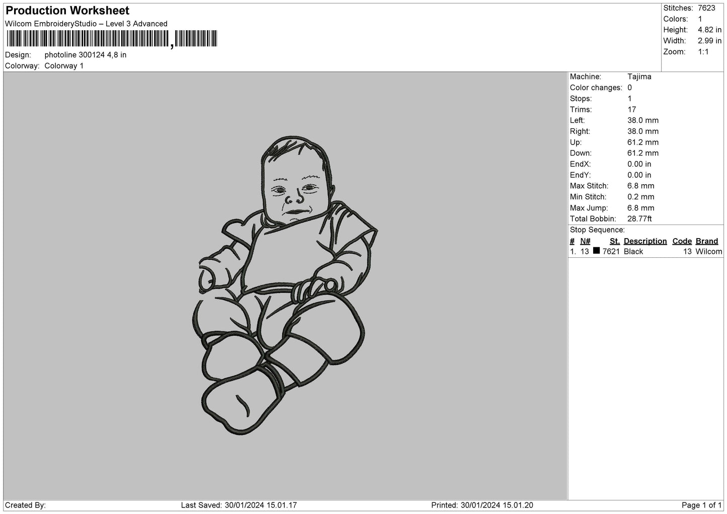 Photoline 3024 Embroidery File 6 sizes