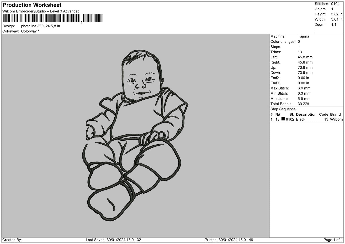 Photoline 3024 Embroidery File 6 sizes