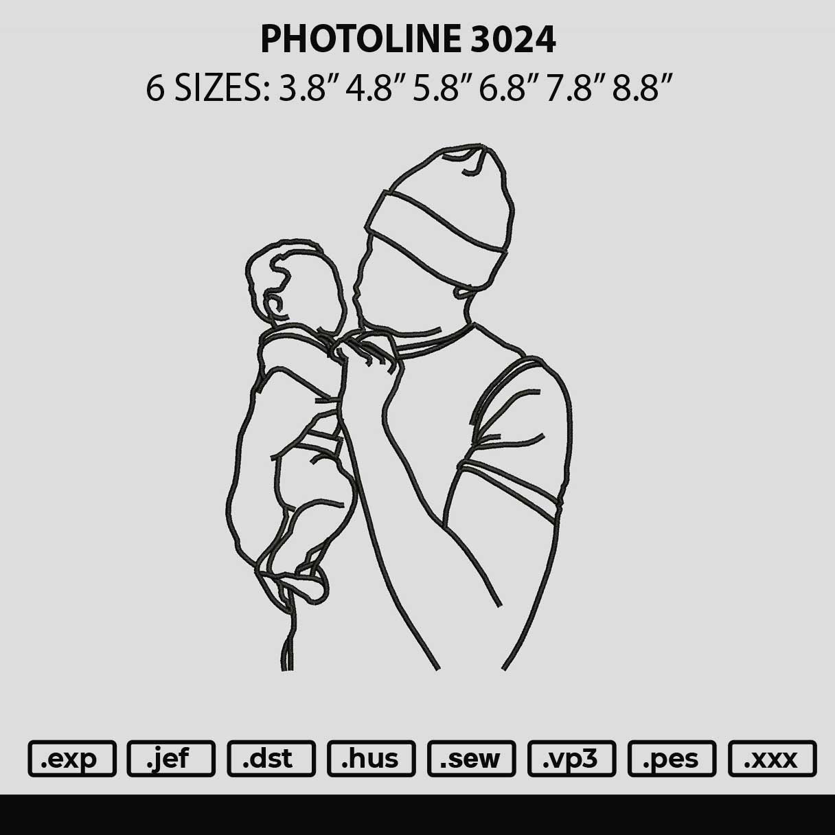 Photoline 3024 Embroidery File 6 sizes