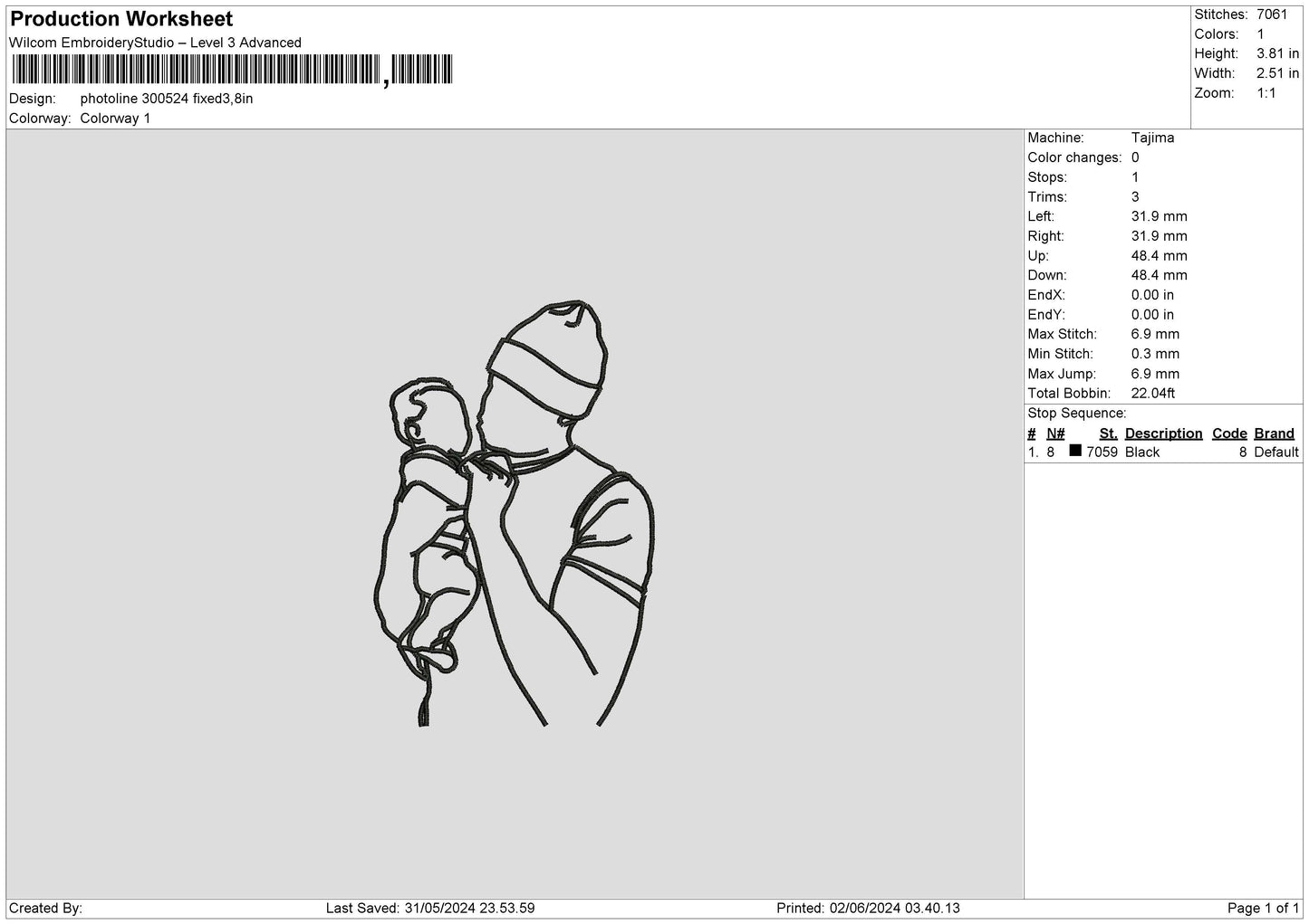 Photoline 3024 Embroidery File 6 sizes