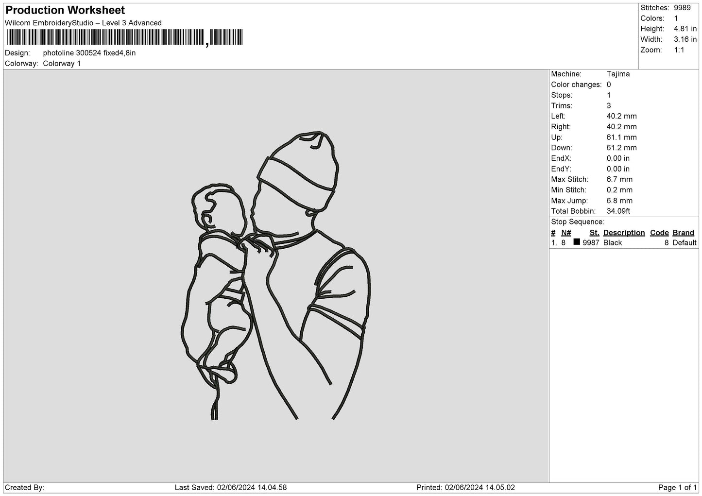 Photoline 3024 Embroidery File 6 sizes