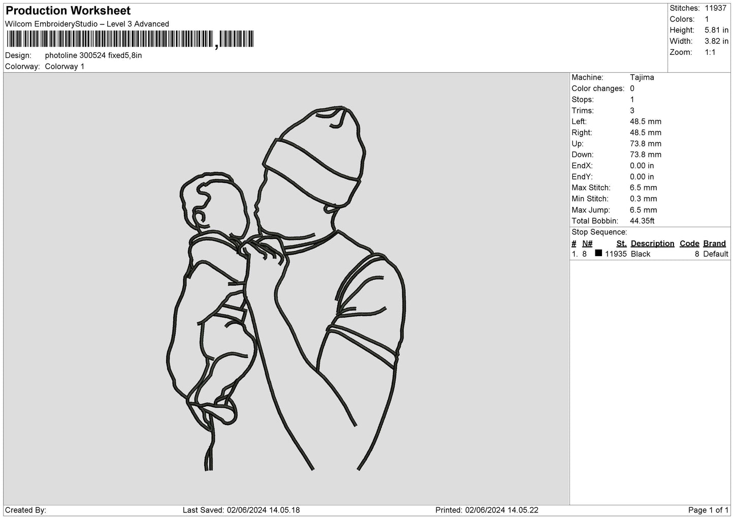 Photoline 3024 Embroidery File 6 sizes