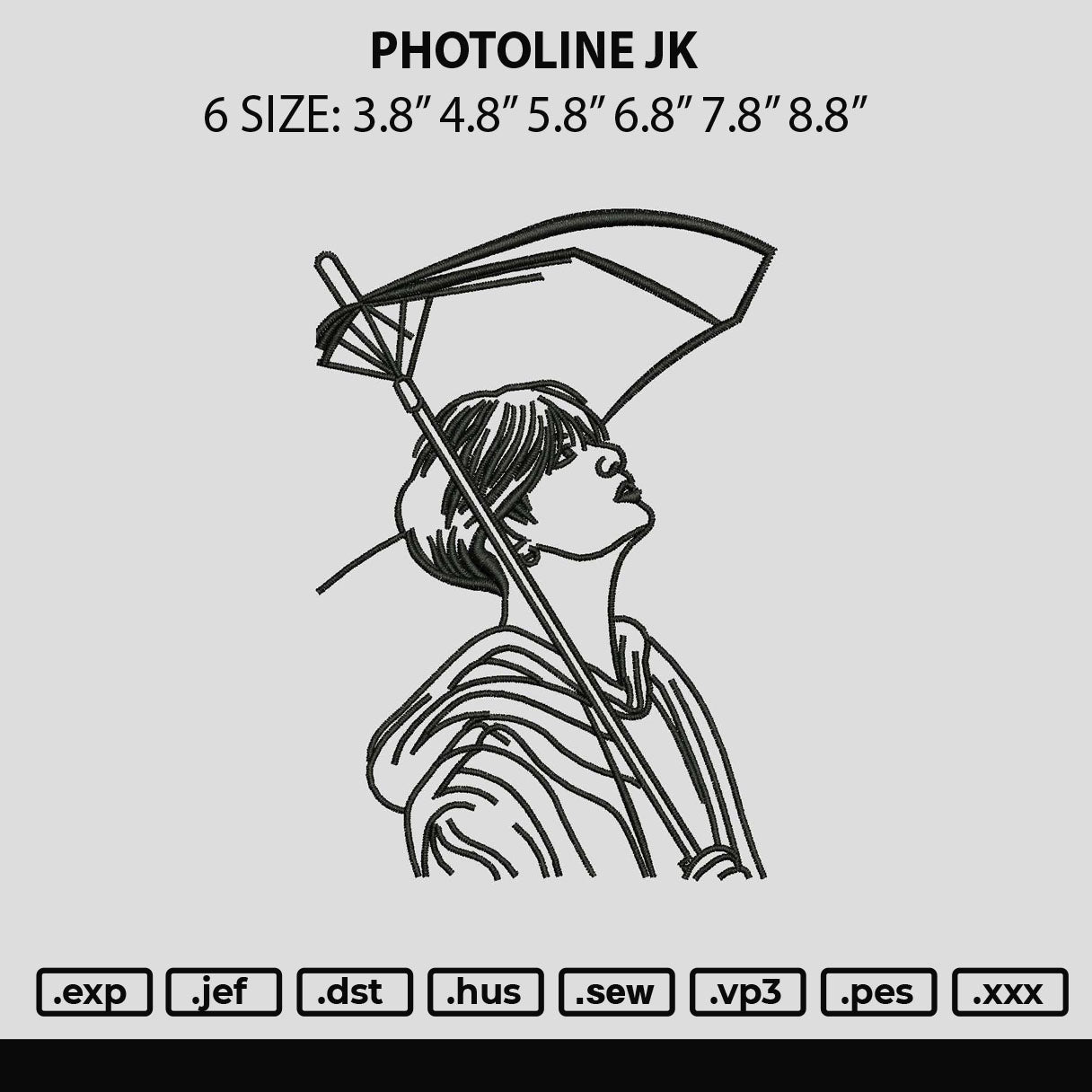 Photoline Jk Embroidery File 6 sizes