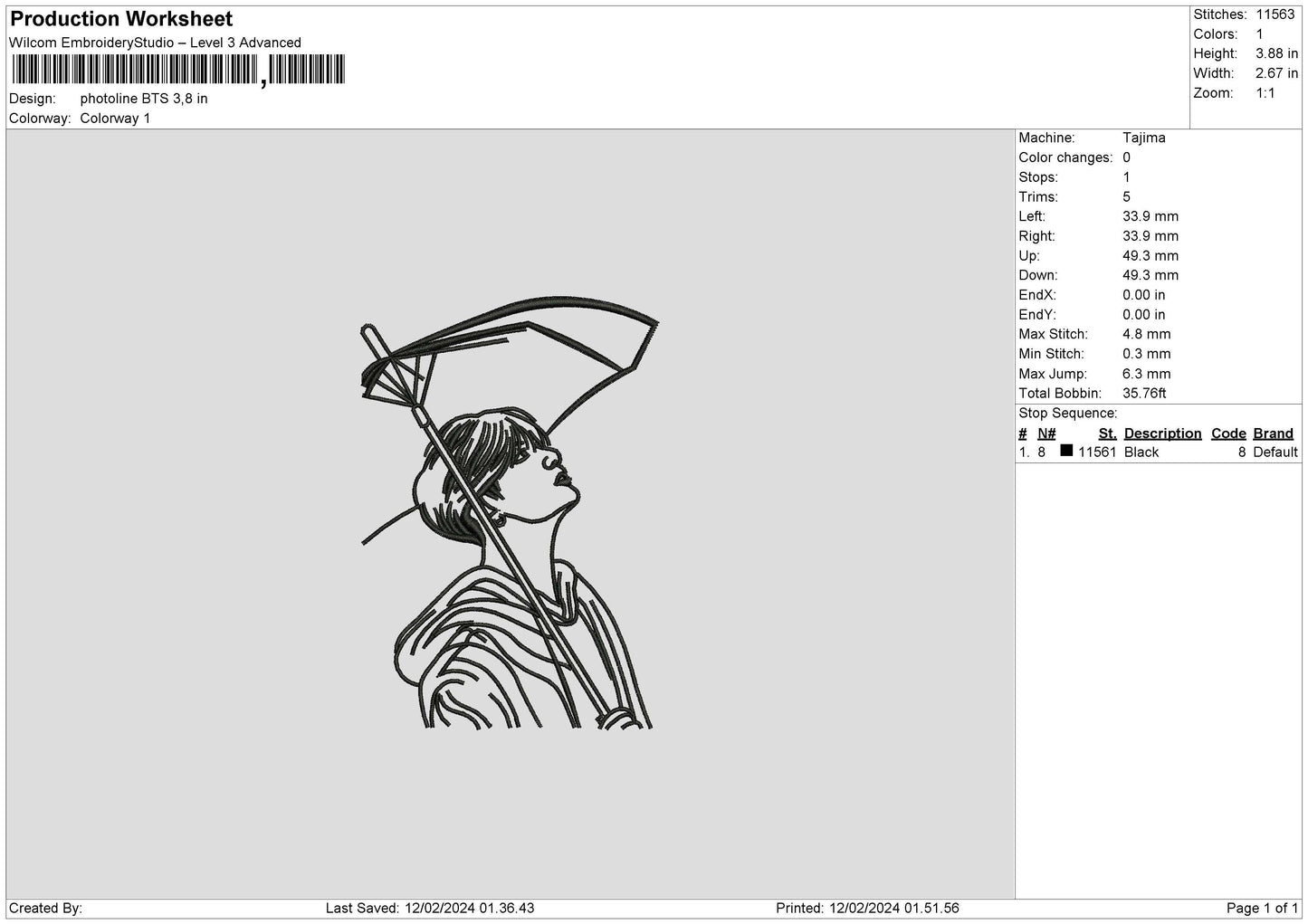 Photoline Jk Embroidery File 6 sizes