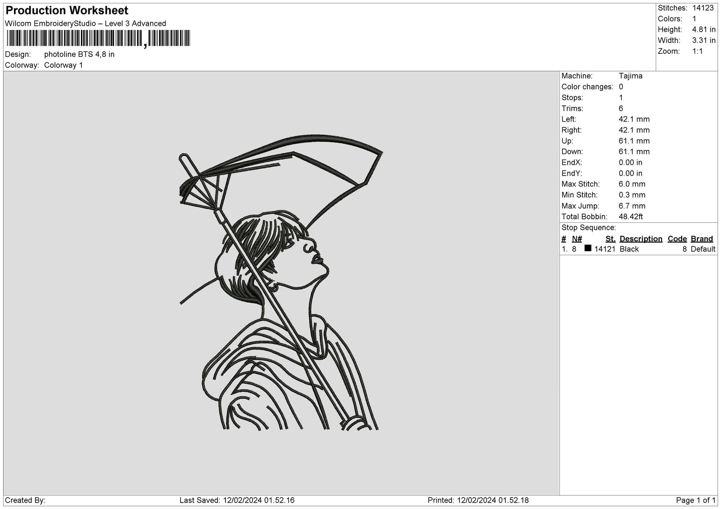 Photoline Jk Embroidery File 6 sizes