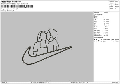 Photoline Swoosh Embroidery File 6 sizes