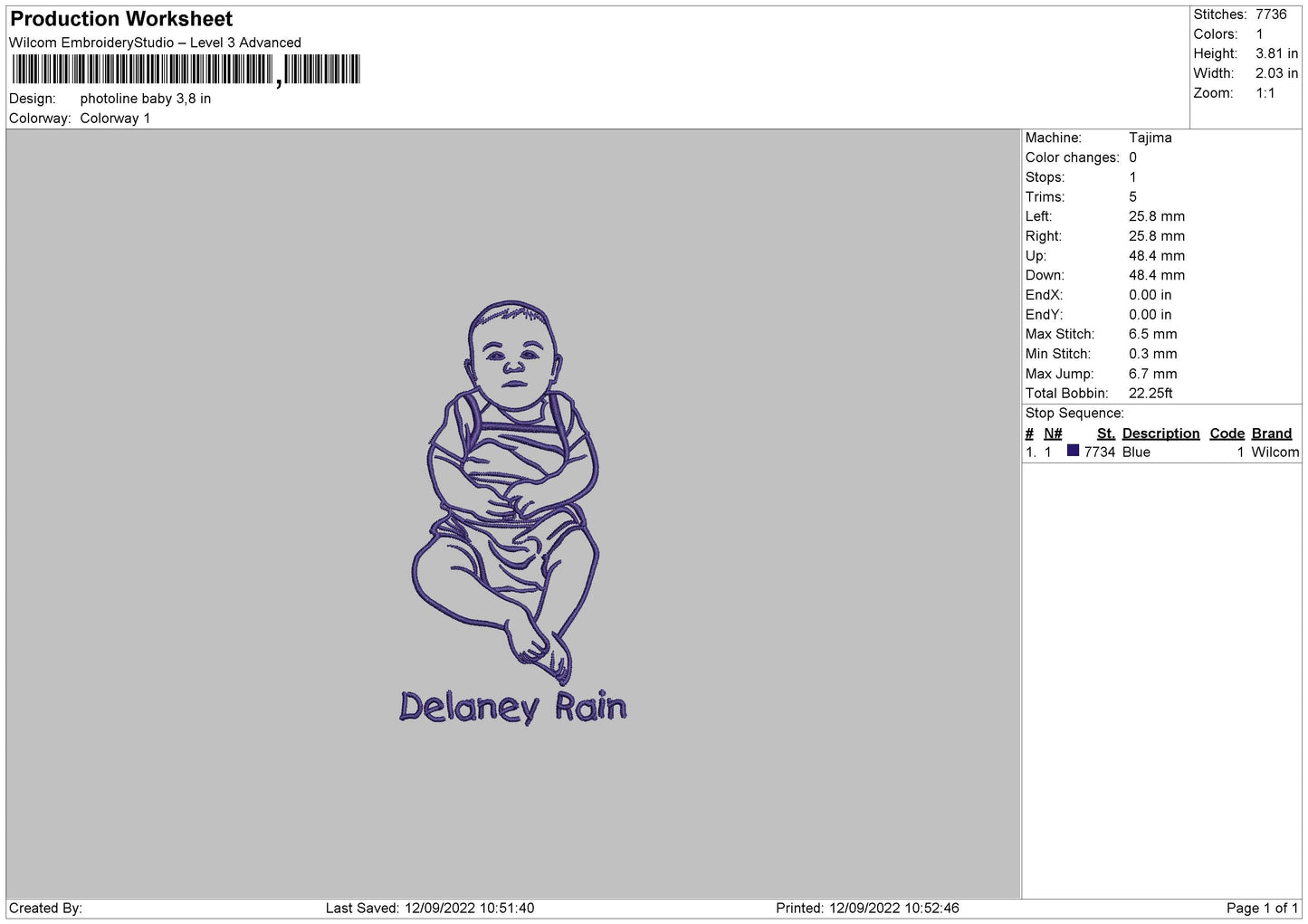 Photoline Baby Embroidery File 5 sizes