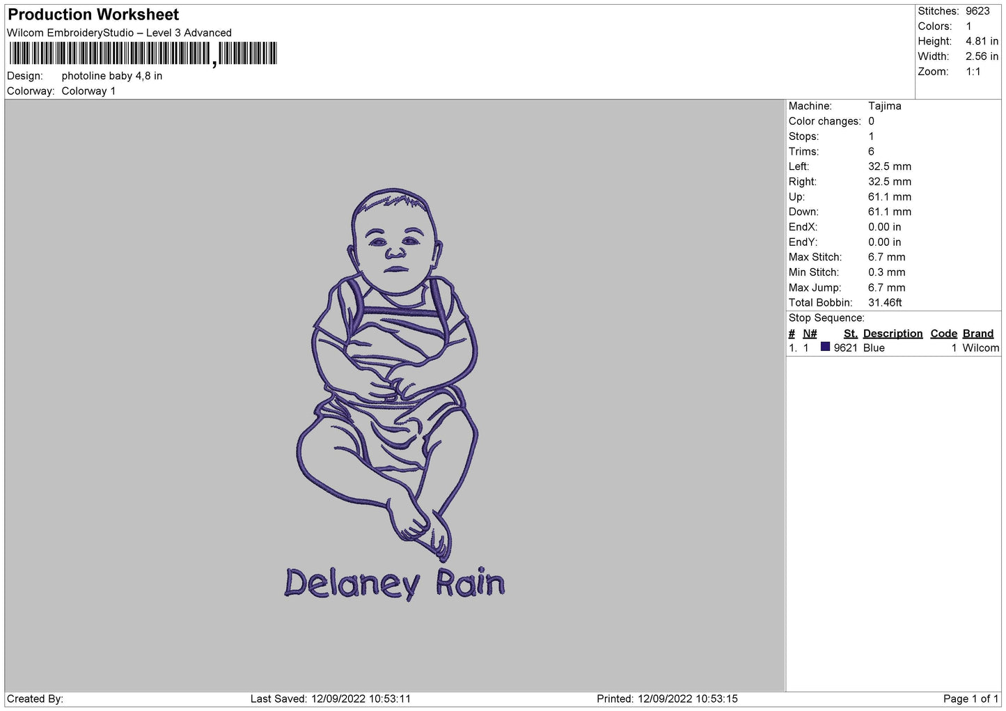 Photoline Baby Embroidery File 5 sizes
