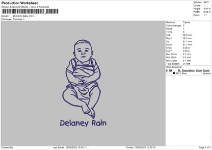 Photoline Baby Embroidery File 5 sizes