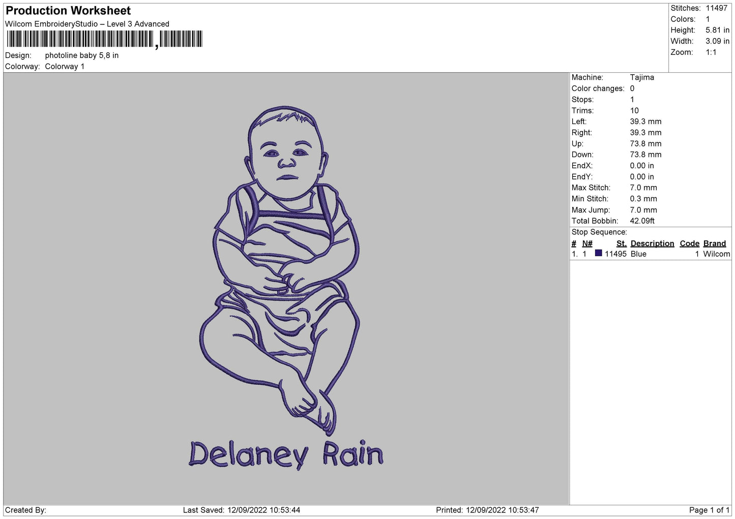 Photoline Baby Embroidery File 5 sizes