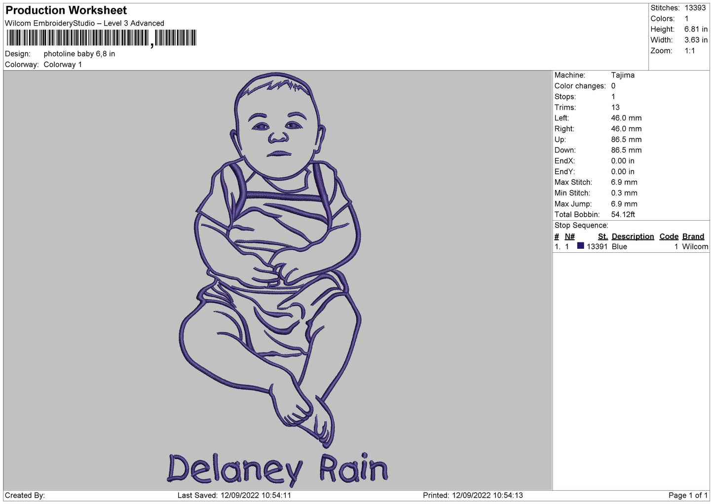Photoline Baby Embroidery File 5 sizes