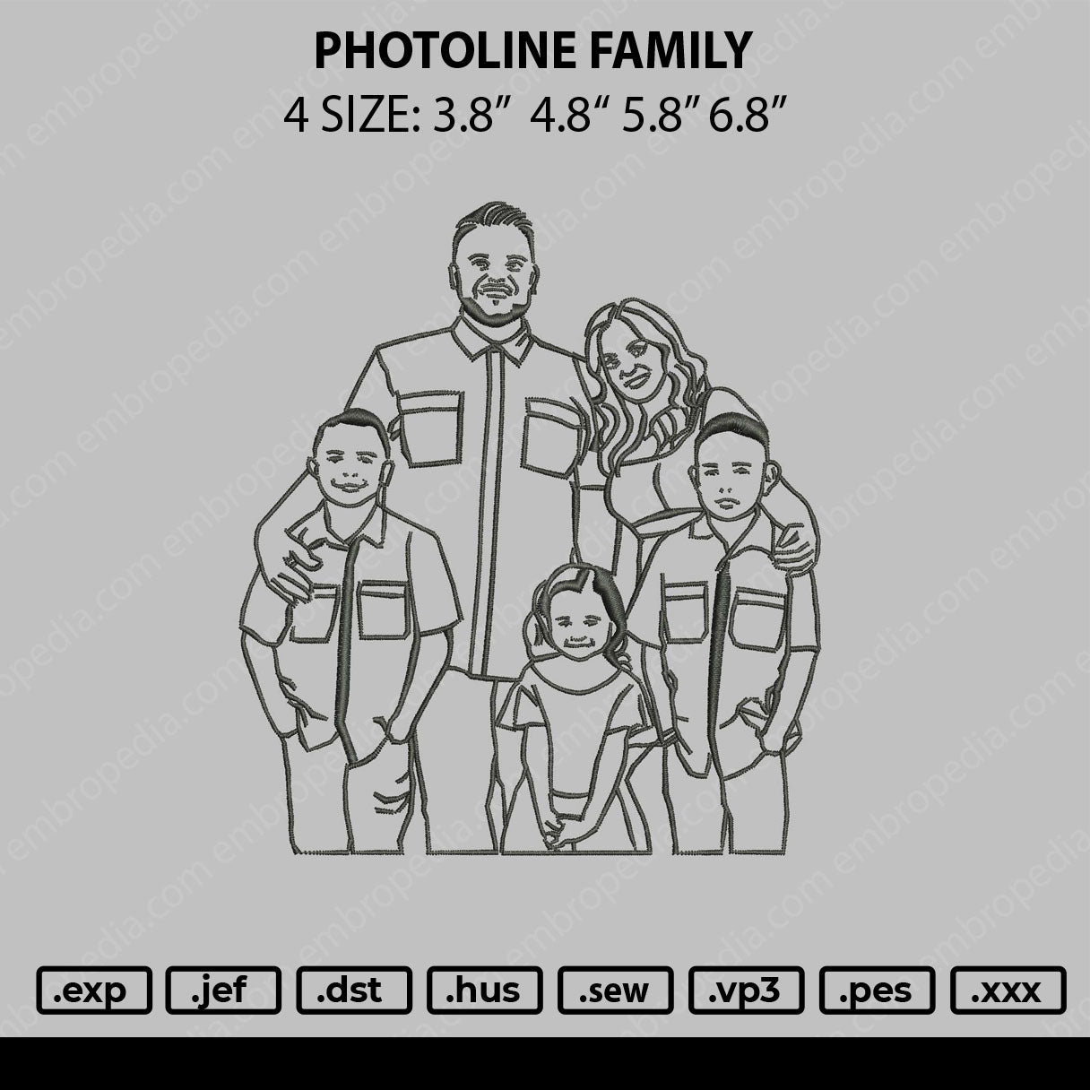 PhotoLine Family Embroidery File 4 size