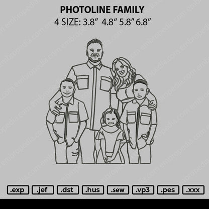 PhotoLine Family Embroidery File 4 size