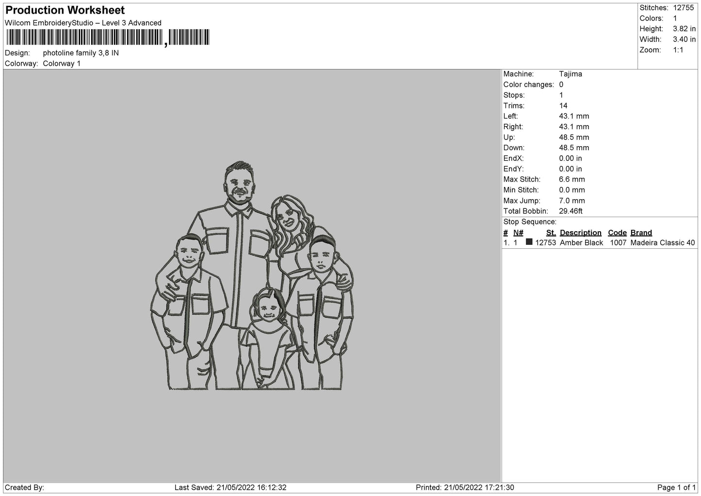 PhotoLine Family Embroidery File 4 size
