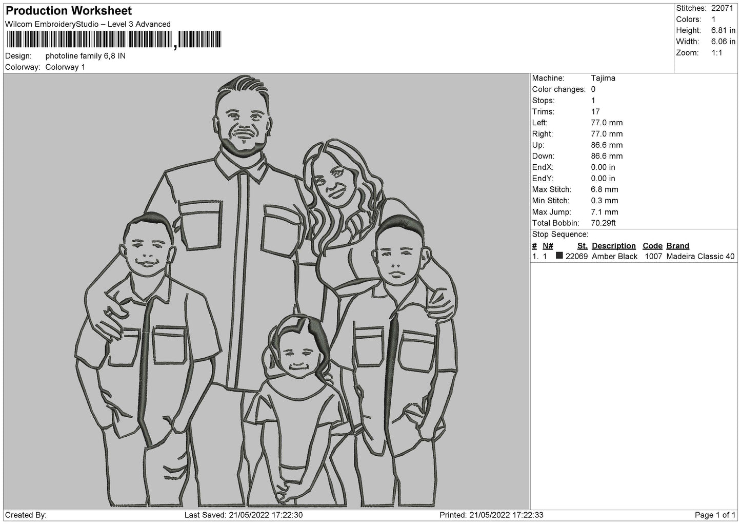 PhotoLine Family Embroidery File 4 size