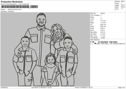 PhotoLine Family Embroidery File 4 size