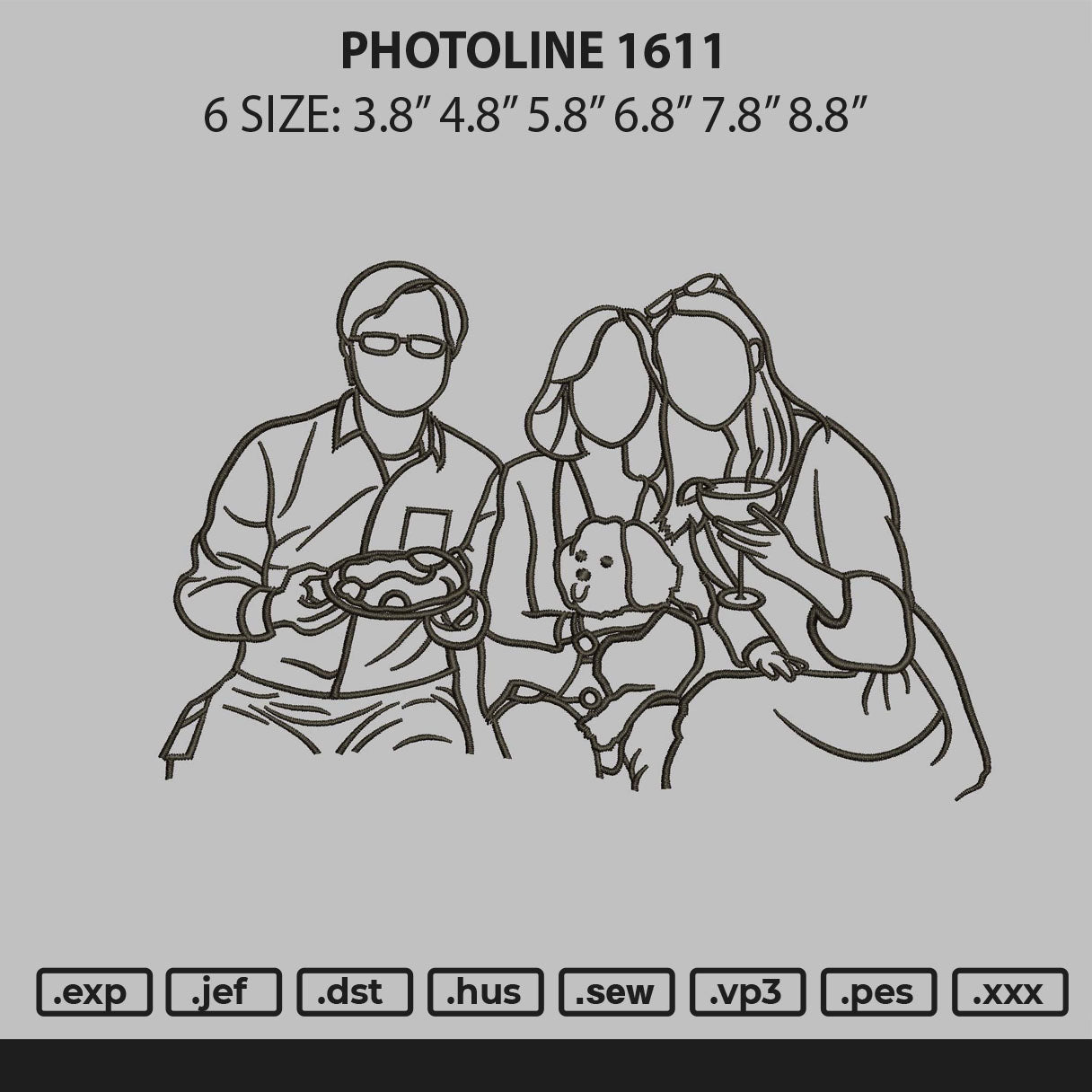 Photoline 1611 Embroidery File 6 sizes