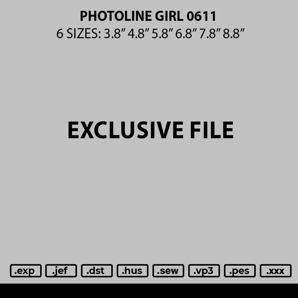 Photoline Girl 0611 Embroidery File 6 sizes