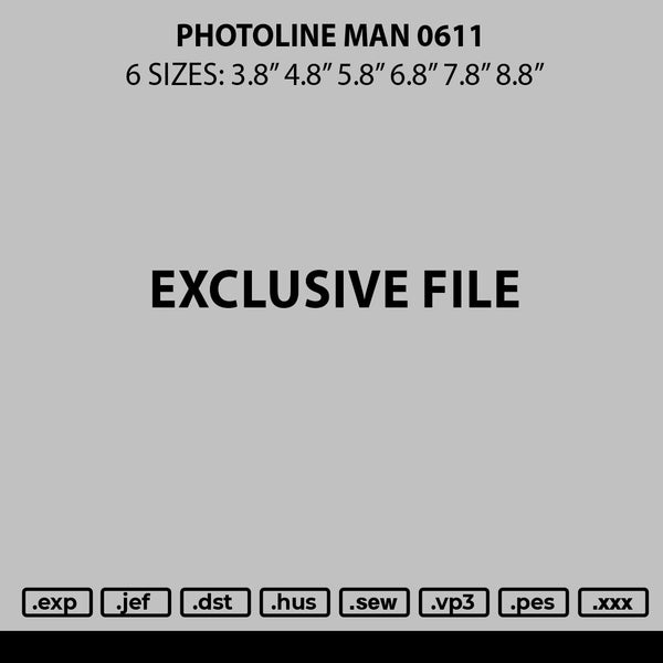 Photoline Man 0611 Embroidery File 6 sizes
