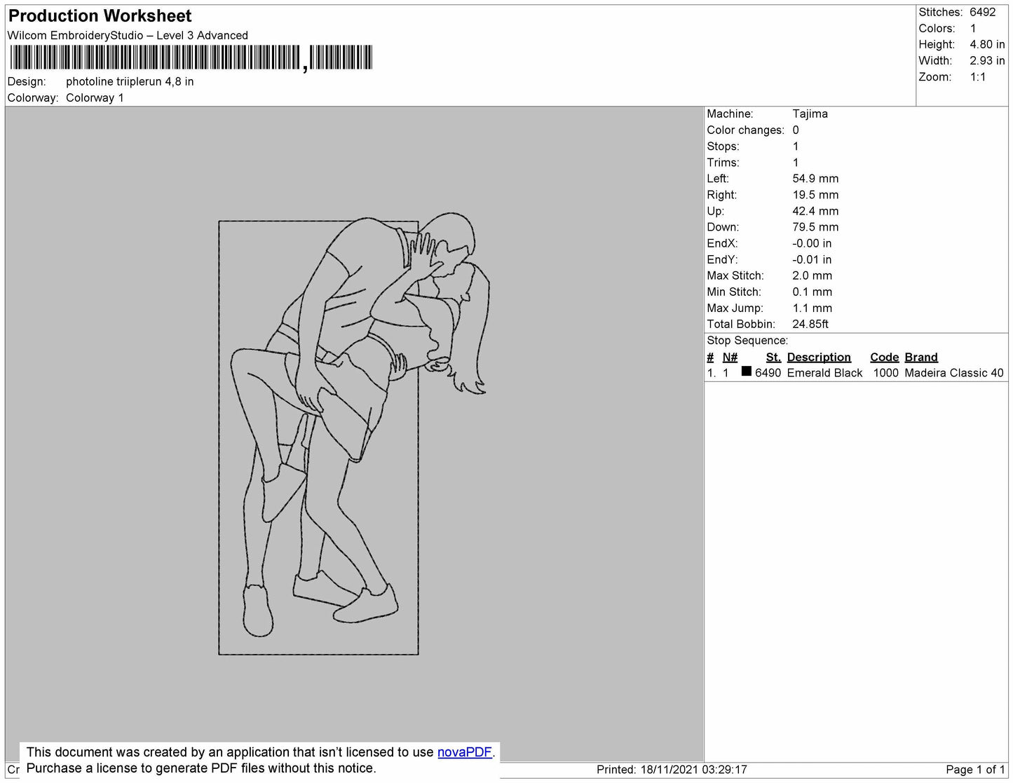 Photoline Triiplerun Embroidery File 4 size