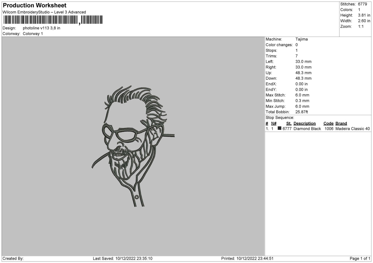 Photoline V113 Embroidery File 6 sizes