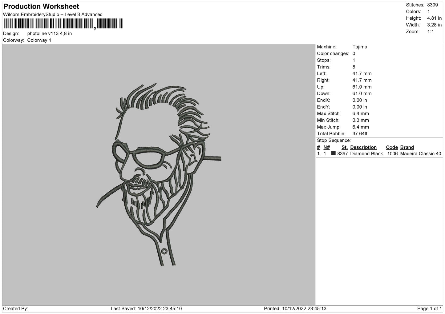 Photoline V113 Embroidery File 6 sizes