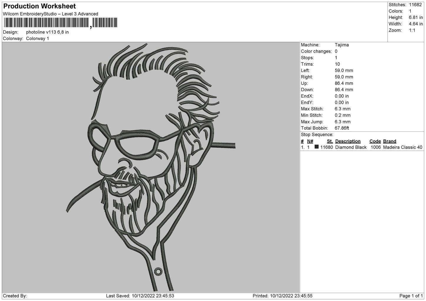 Photoline V113 Embroidery File 6 sizes