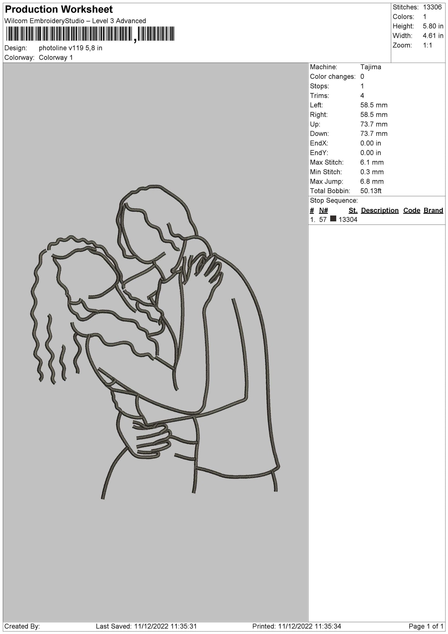 Photoline V119 Embroidery File 6 sizes
