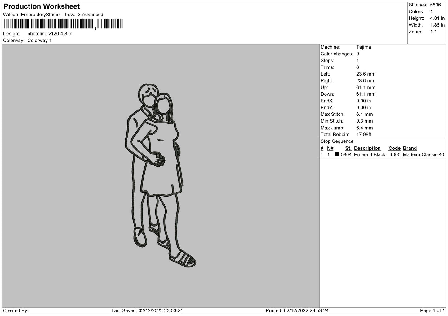 Photoline V120 Embroidery File 6 sizes