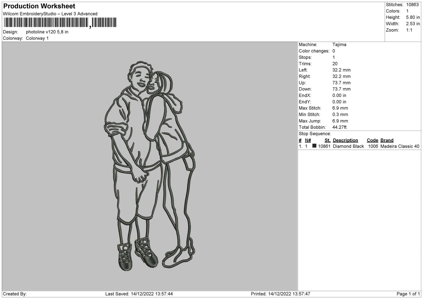 Photoline V120 Embroidery File 6 sizes