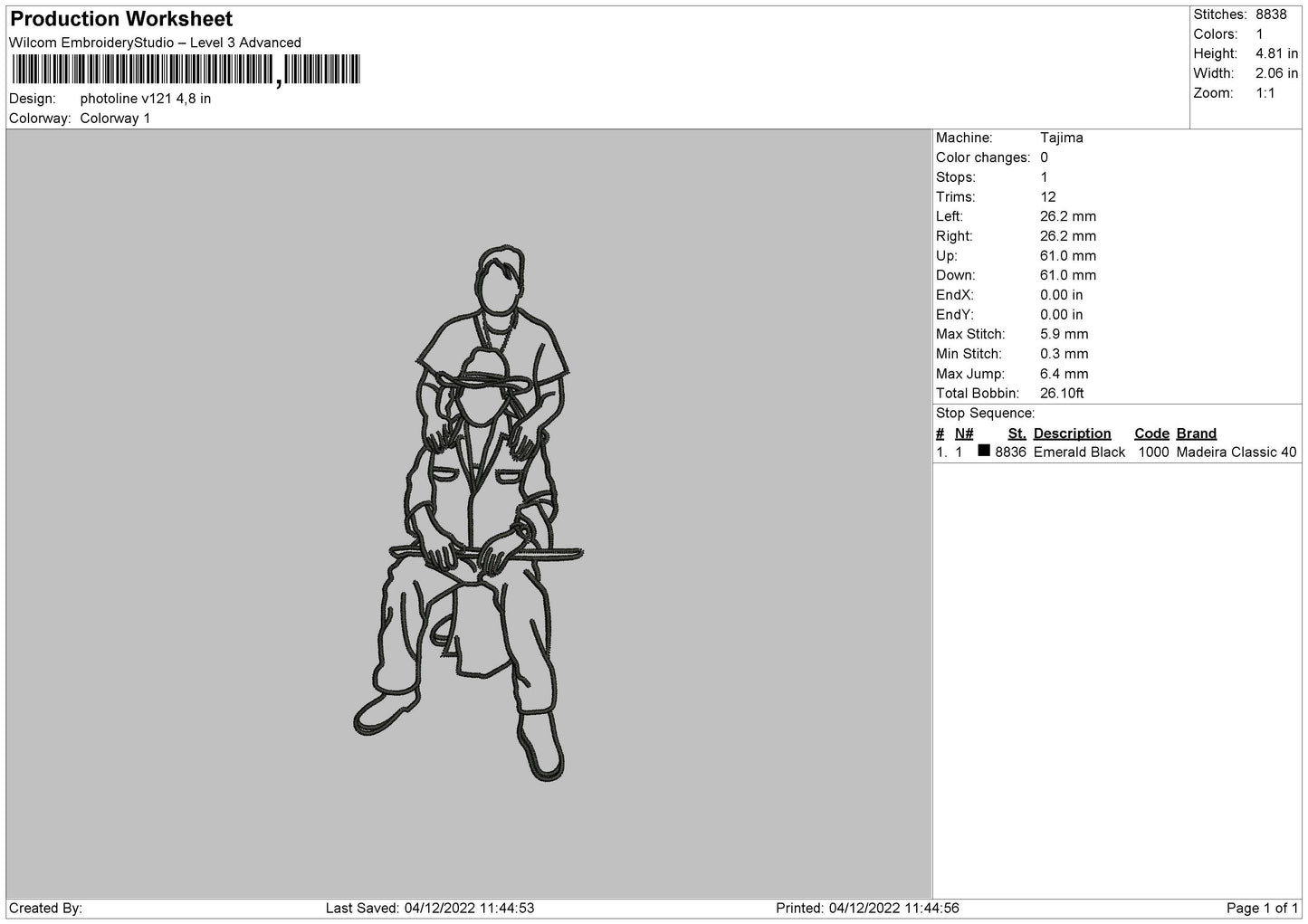 Photoline V121 Embroidery File 6 Sizes