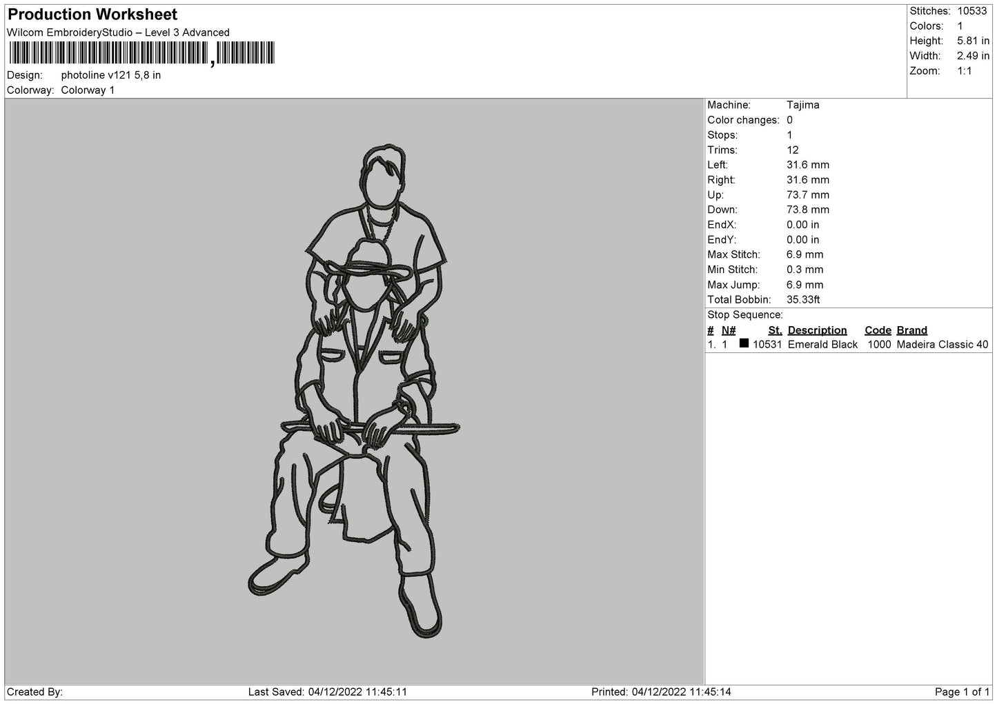 Photoline V121 Embroidery File 6 Sizes