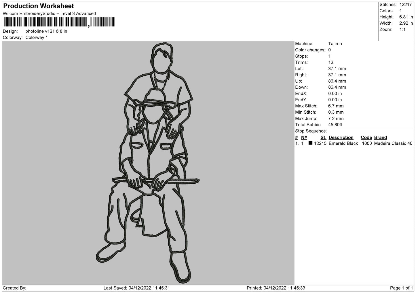 Photoline V121 Embroidery File 6 Sizes
