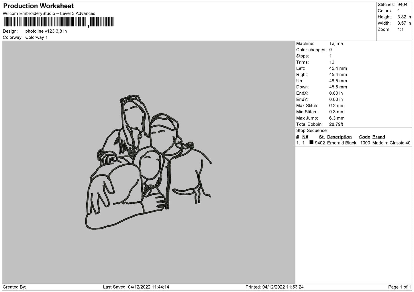 Photoline V123 Embroidery File 6 sizes