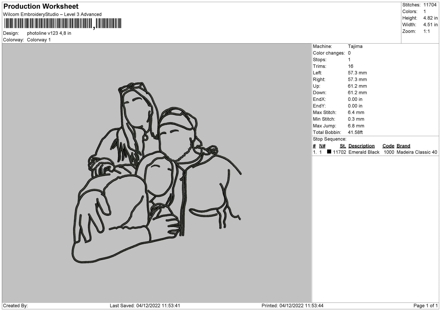 Photoline V123 Embroidery File 6 sizes