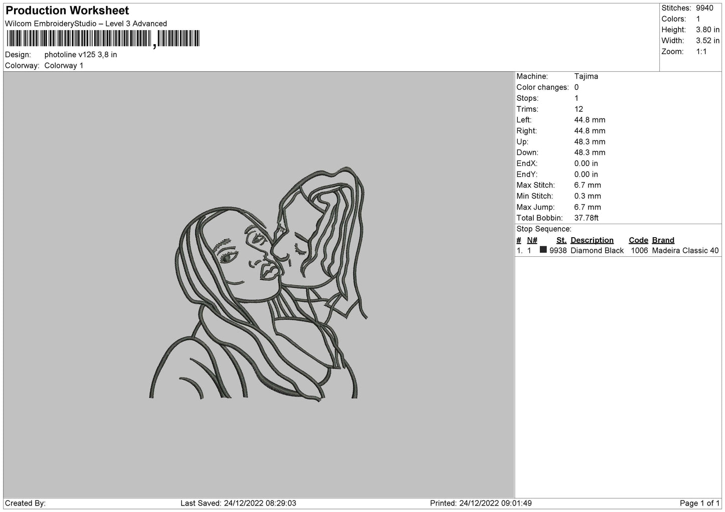 Photoline V125 V002 Embroidery File 6 sizes