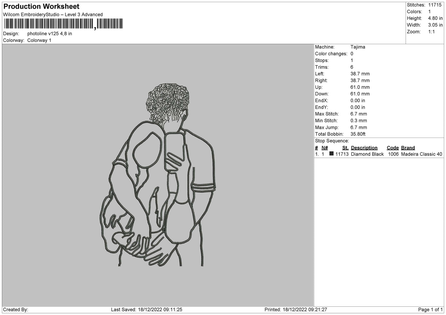 Photoline V125 Embroidery File 6 sizes