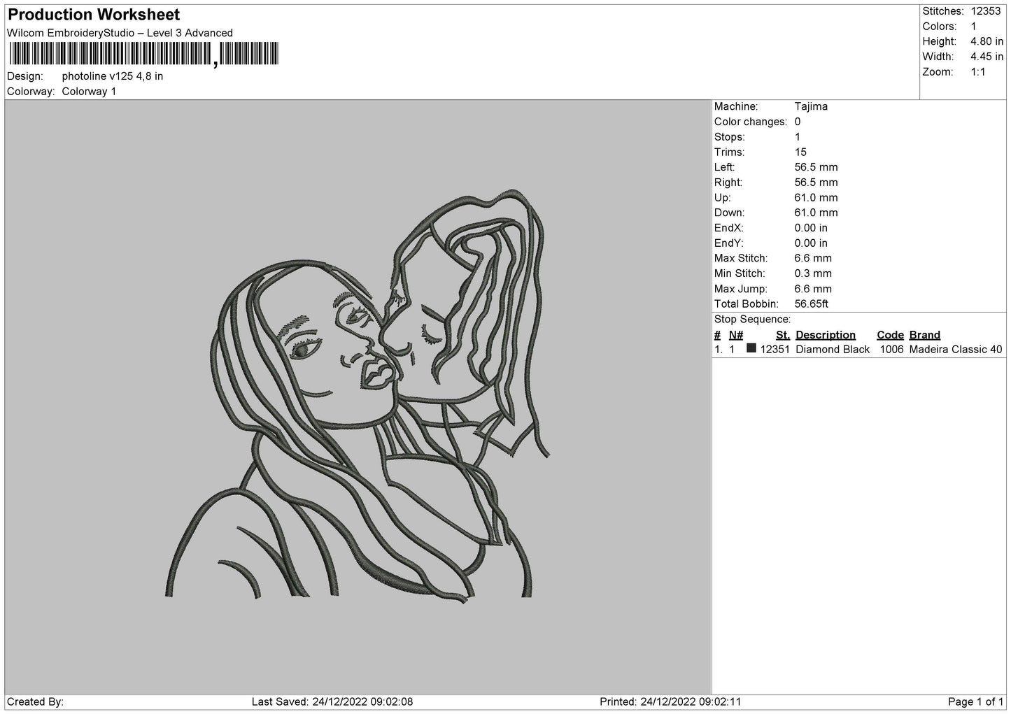 Photoline V125 V002 Embroidery File 6 sizes