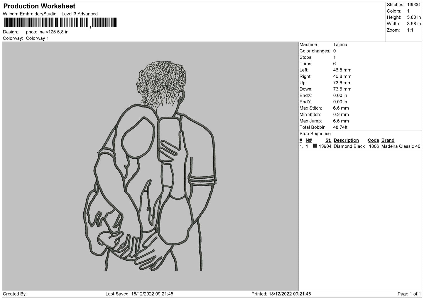 Photoline V125 Embroidery File 6 sizes