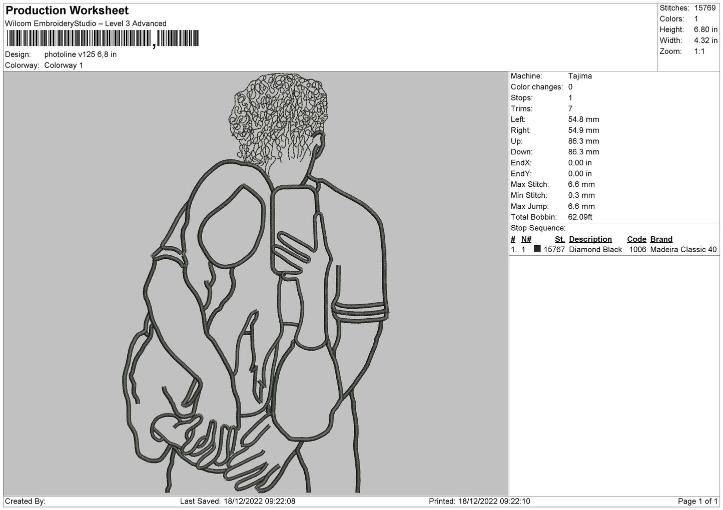 Photoline V125 Embroidery File 6 sizes