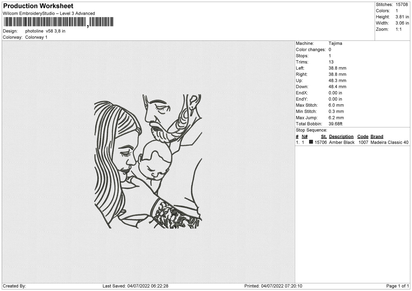 Photoline V58 Embroidery File 4 sizes