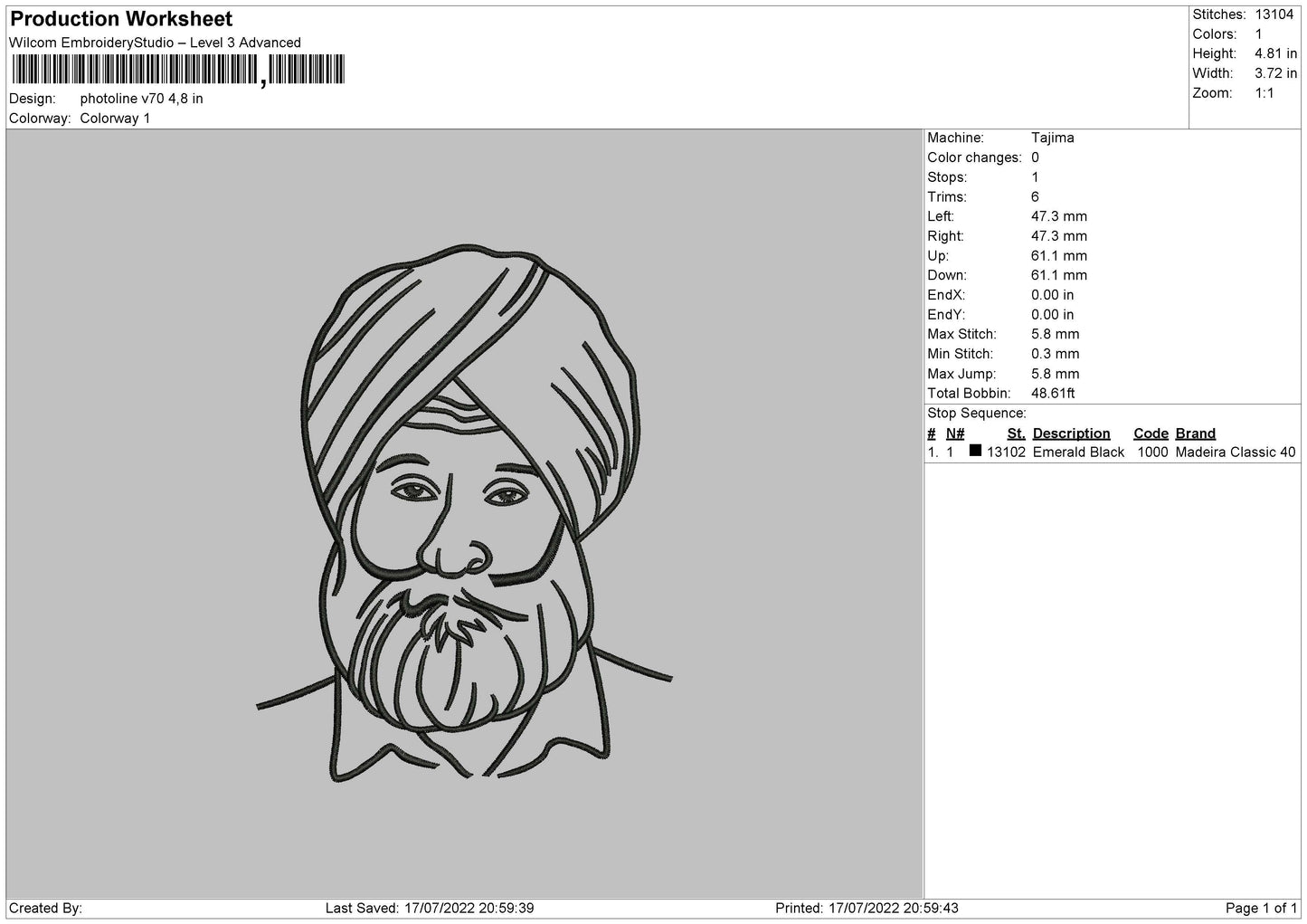 Photoline V70 Embroidery File 4 sizes