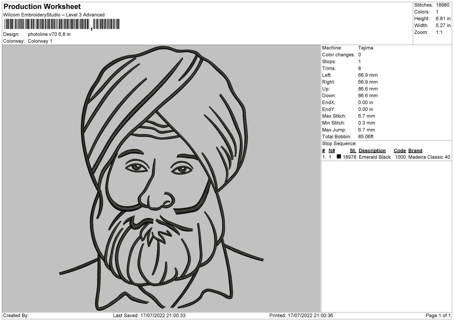 Photoline V70 Embroidery File 4 sizes